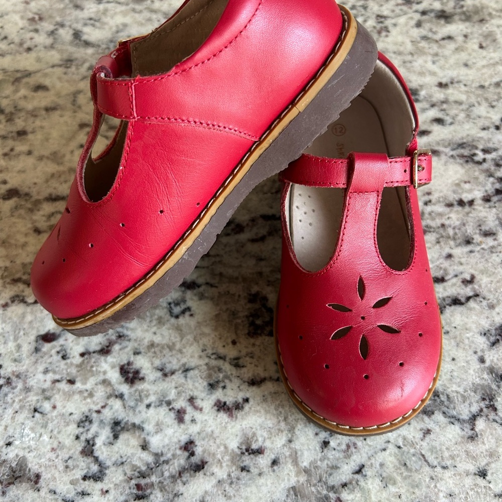 Charming Red T-Strap Kids Dress Shoes